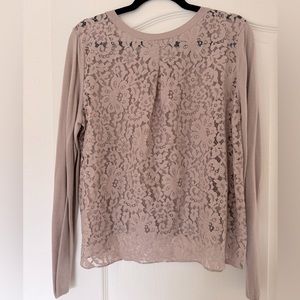 Joie sweater with lace back. Size L, mauve